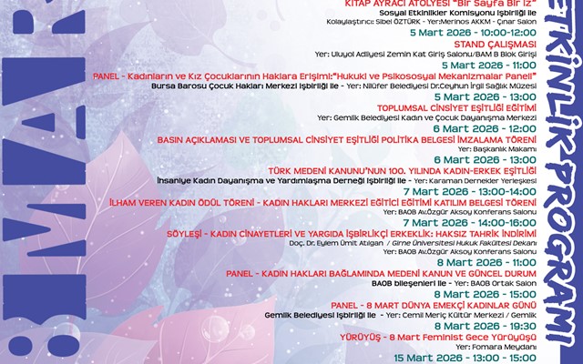 8 Mart Dünya Emekçi Kadınlar Günü Etkinlik Programı